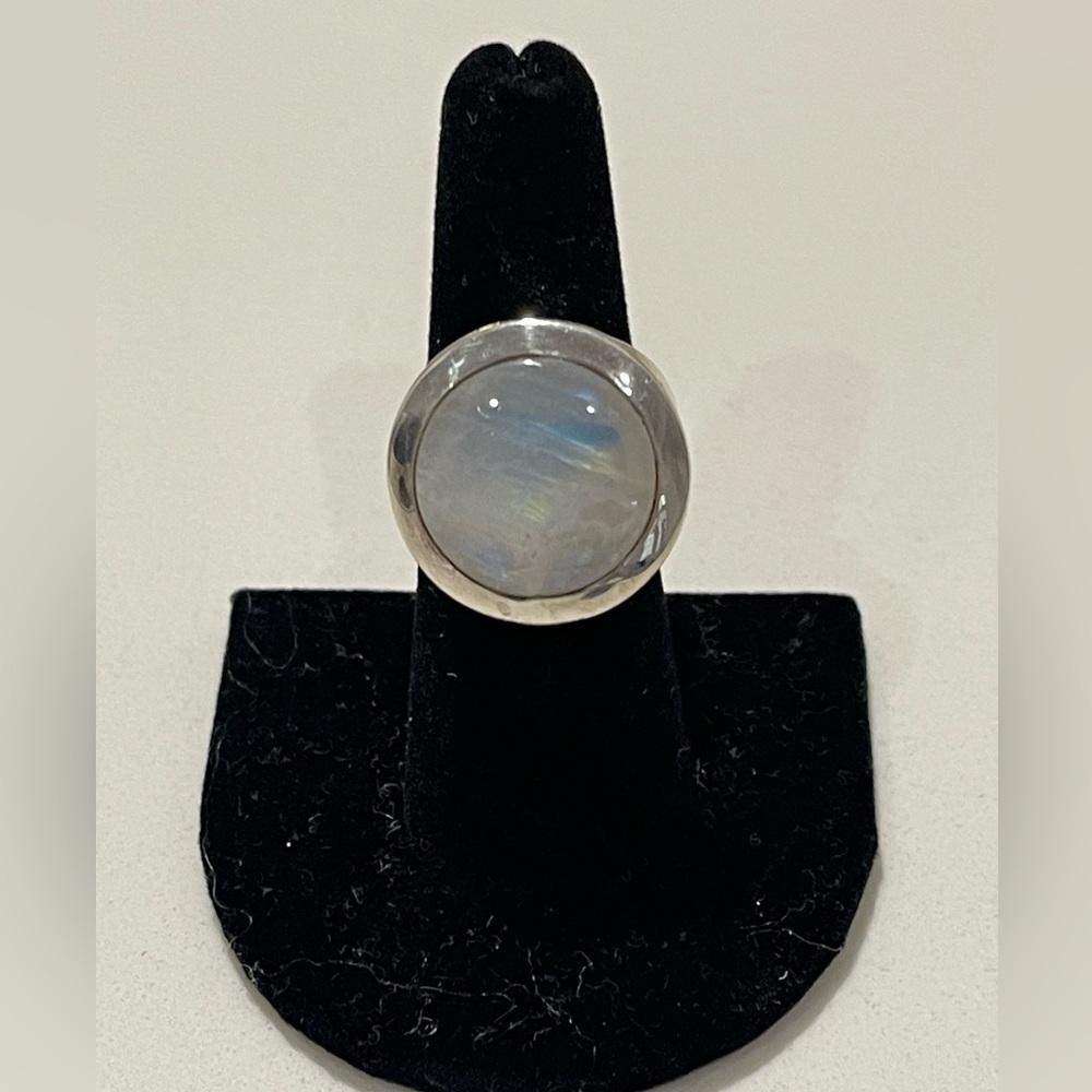 A Statement Moonstone Ring. Made In Silver. Size … - image 1